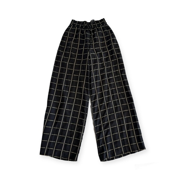 J.ING Wide Leg Palazzo Pants Checkered Print Gold | Black Size XS - Picture 1 of 9